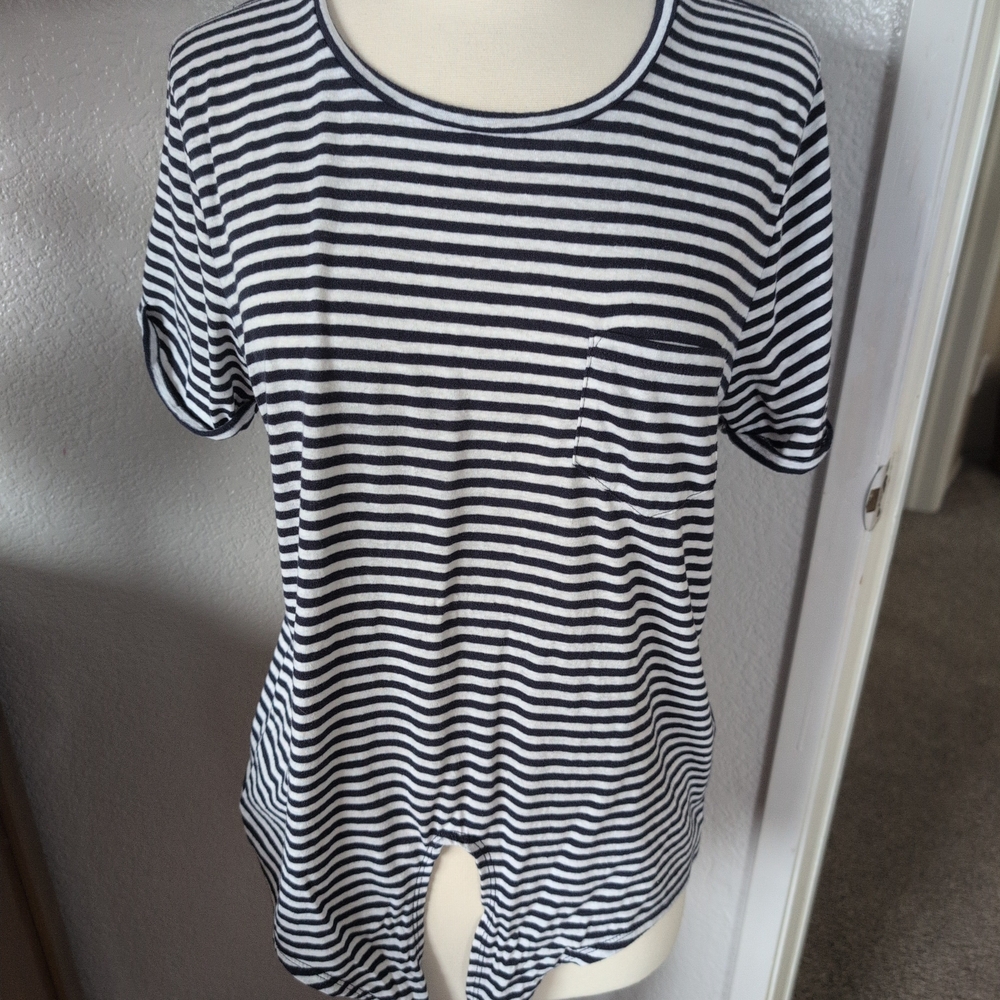 J. Crew Navy and White Striped Tee